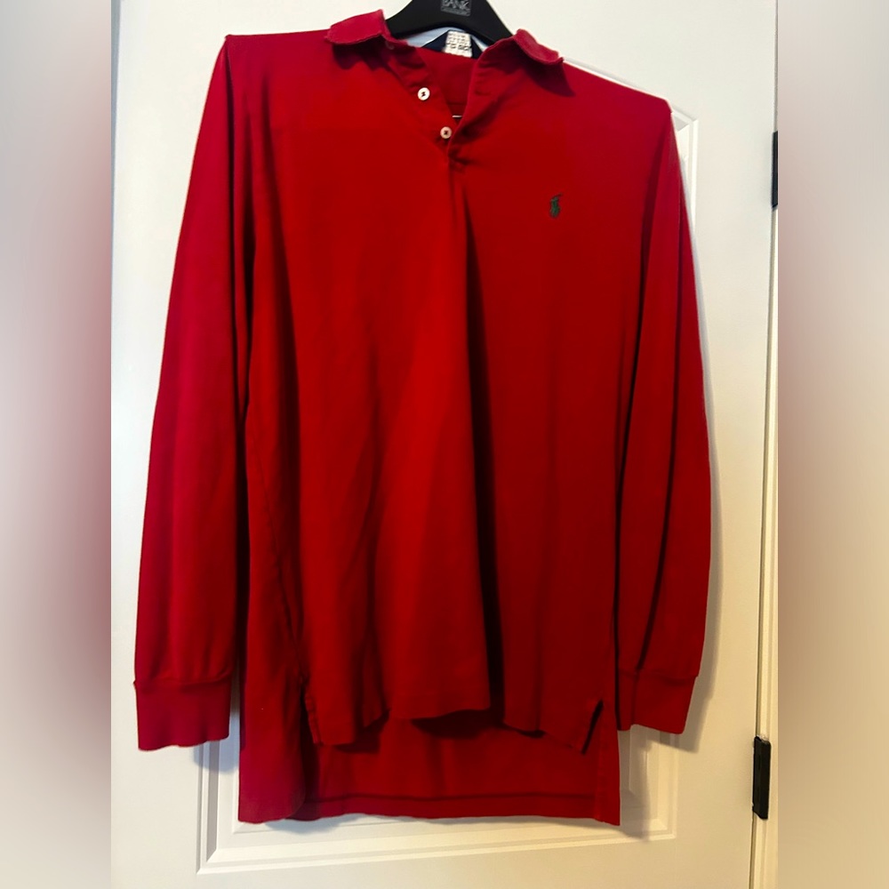 Red polo shirt